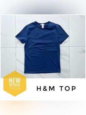 NWOT H&M top size Medium cotton jersey fitted blue new
